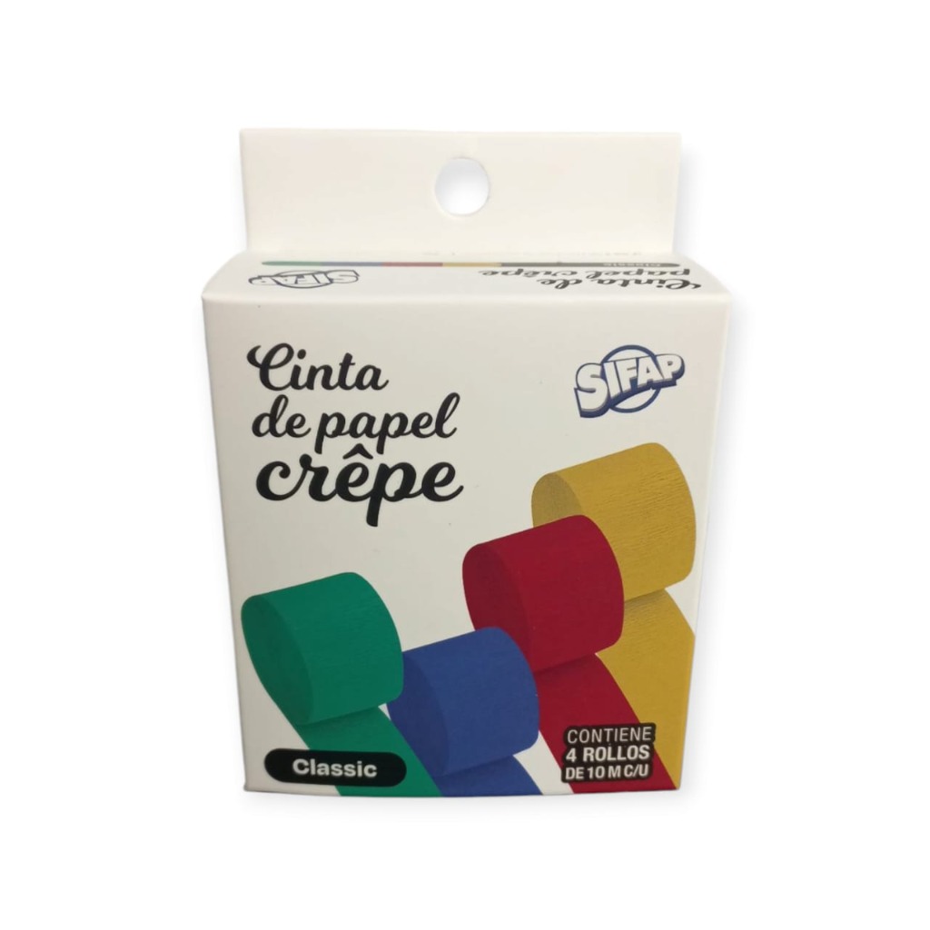 CINTA PAPEL CREPPE 4.5cm.x10m.x4u.CLASICO